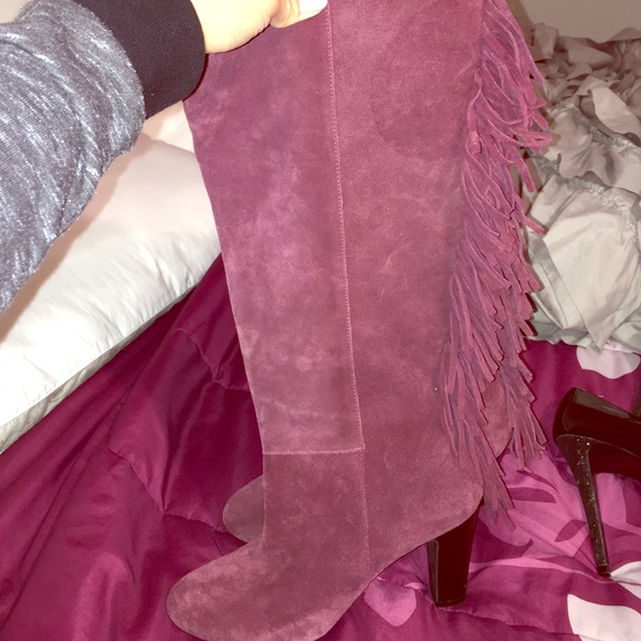NWOT Deep Purple Fringed Boots by Cosmopolitan