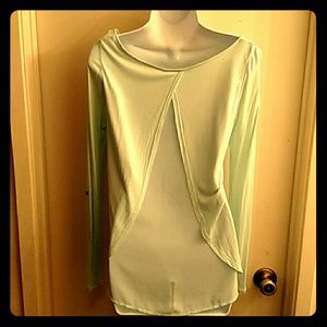NWOT MINT BLUE DRAPED BACK TOP