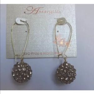Crystal ball drop earrings/ Topaz color