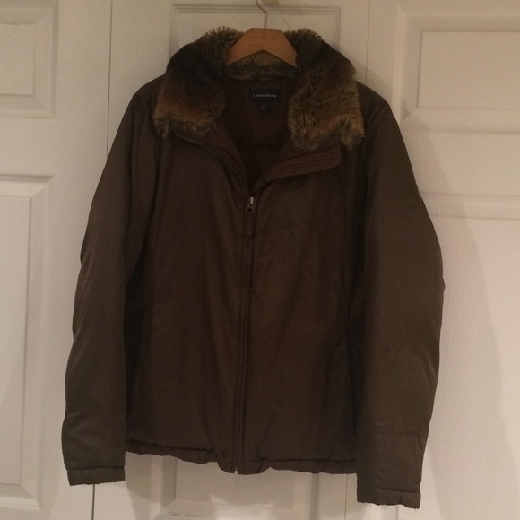 Lands' End Jackets & Coats Lands End Brown Winter Coat With Fur