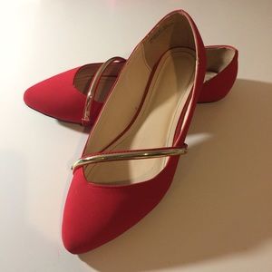 Dollhouse orange red flats with gold detailing