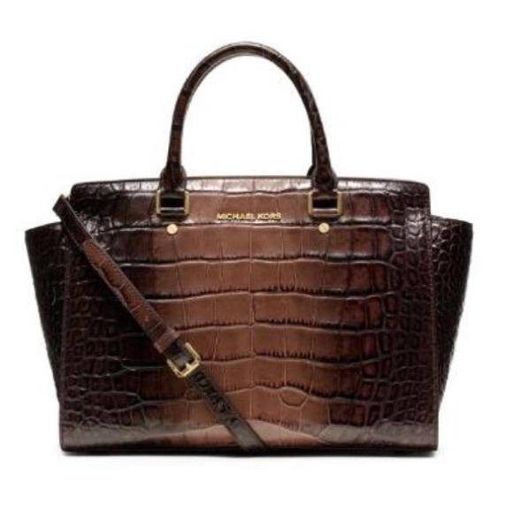 Michael Kors Selma Large Top Zip Satchel Brown