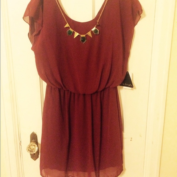 NWT Maroon Chiffon Dress - Picture 1 of 4