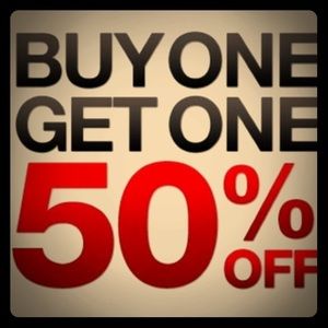 Buy one get one 50% off!!! Limited time!!!