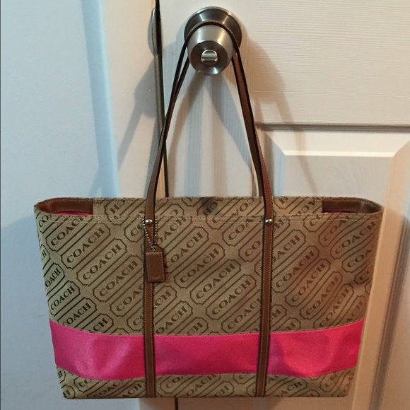 Coach Signature Stripe Large Lozenge Tote Bag