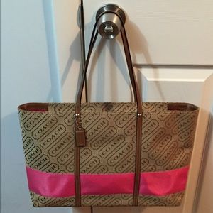 Coach Signature Stripe Large Lozenge Tote Bag