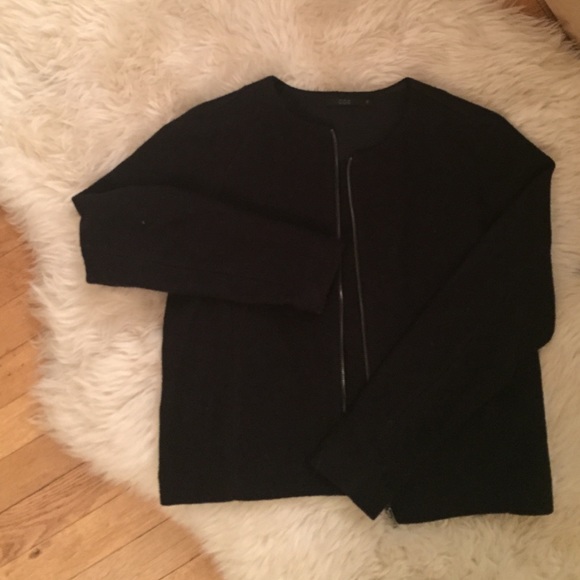 COS navy luxe wool jacket zipper cardigan in XS