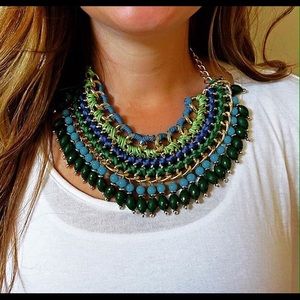 Bohemian style bib necklace.