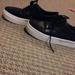 Black lace up platform sneakers