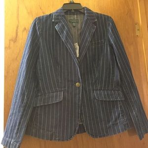Pinstripe denim blazer