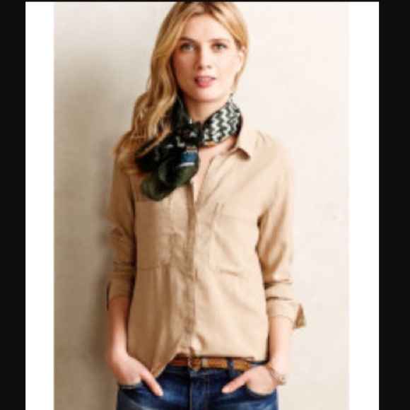 Anthropologie beige "Lilith" shirt.