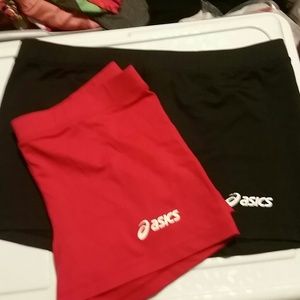 asic spandex red and black