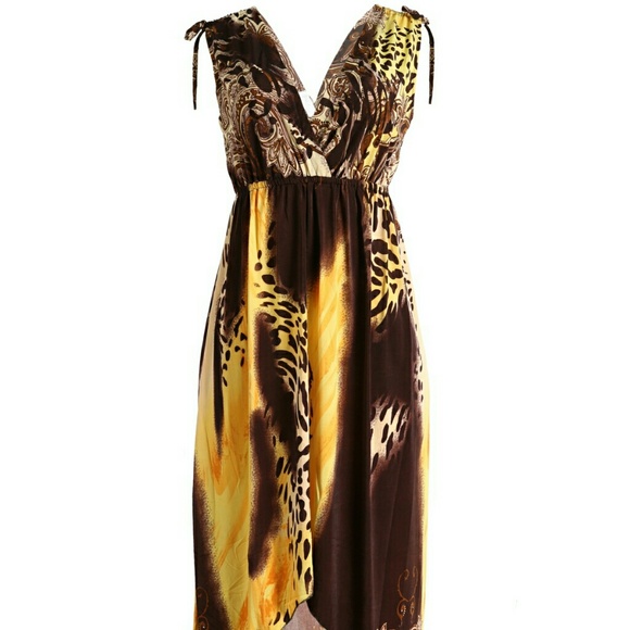 new vneck asymmetrical hem leopard sundress S/M