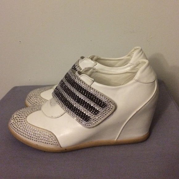 Black & Silver Blinged Out Wedge Tennies