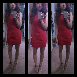 Guess Red Halter Dress w Embellishment