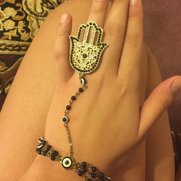 Hamsa hand ring and bracelet combo