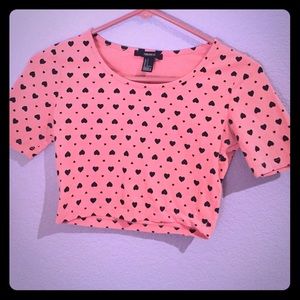 Pink and black crop top