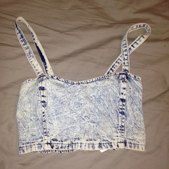 Denim acid-wash bralette