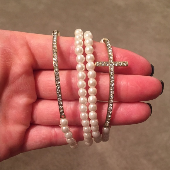 Pearl/gold beaded bracelets - Picture 2 of 3