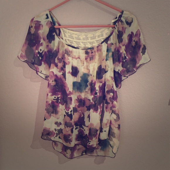 Watercolor style chiffon blouse