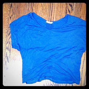 Blue ruched crop top