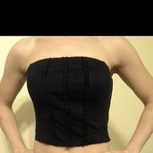 Black Express cropped Corset Top with side zip