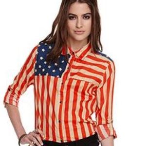 Vintage USA Flag Button Up Blouse