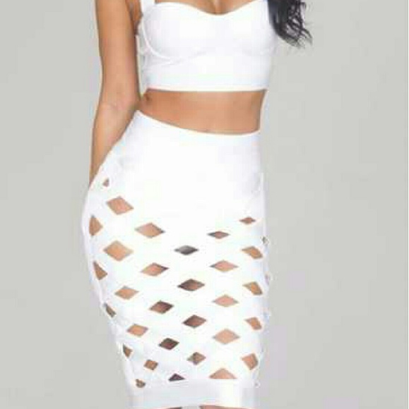 All white bodycon see-through dress