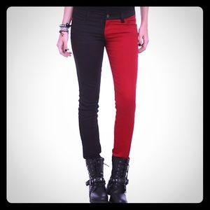 ROYAL BONES BY TRIPP BLOOD RED AND BLACK SPLIT LEG