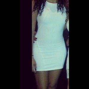 White bodycon dress.