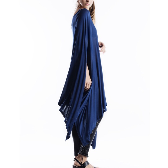 "Ambush" Asymmetrical Poncho Tunic Top - Picture 2 of 4