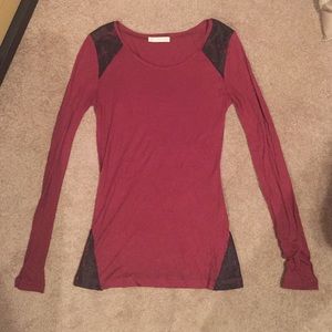 Red top - black lace accenting - new