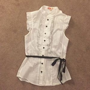 White button down ruffle shirt