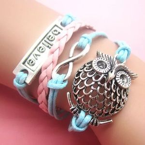 Owl, Believe & Infinity Sign Bracelet