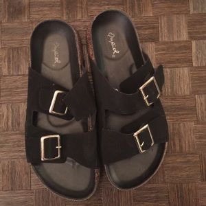 Birkenstock inspired sandals with silver buckles