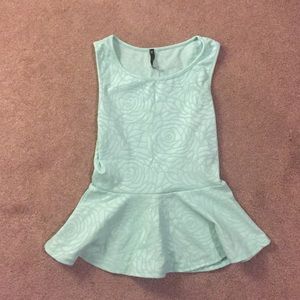 Mint peplum textured top