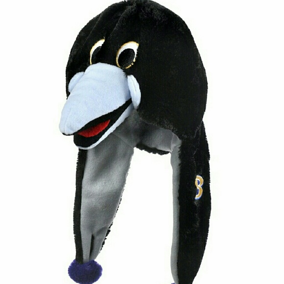 Baltimore Ravens plush fleece lined MASCOT hat