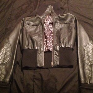 black leather jacket