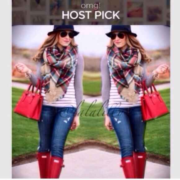 Accessories - 3 Left! Fall Colors Tartan Blanket Scarf