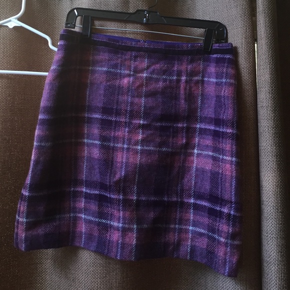 Purple & pink plaid wool skirt