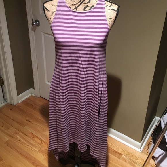Splendid purple striped high low racetrack dress.M