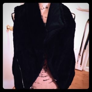 Armani black reversible fur vest