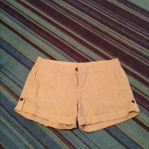 Yellow, linen shorts