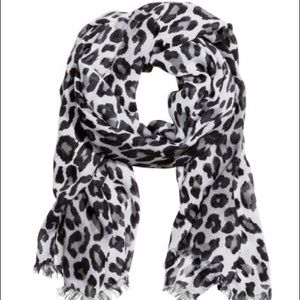 black + white leopard scarf