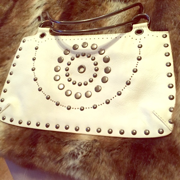 Banana republic white clutch with metal handles