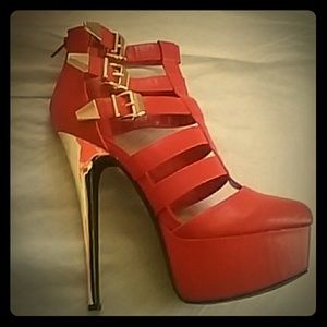 Red and gold stilettos