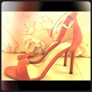 Enzo Angiolini Red Suede Ankle Strap Heels