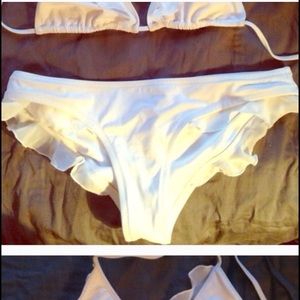 VS white ruffle bikini bottom
