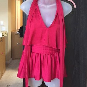 BCBG silk red blouse