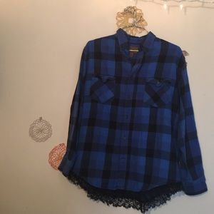 Vintage flannel with black lace trim